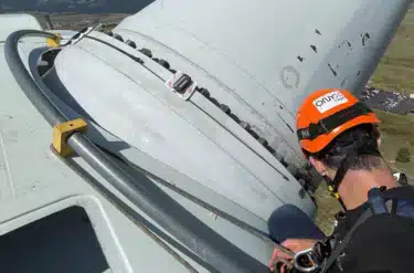 Wind turbine engineer looking at blade cropped