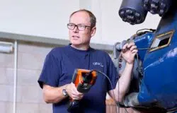 Engineer conducting borescope on gearbox small