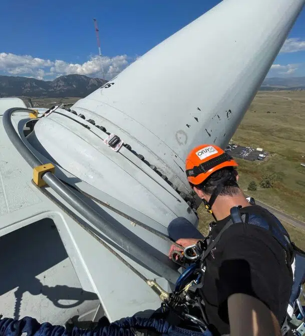 Onyx engineer inspecting blade