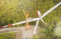 Wind turbine blade replacement in woods